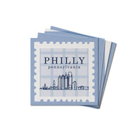 Philly Skyline Blue Stamp Coaster Set