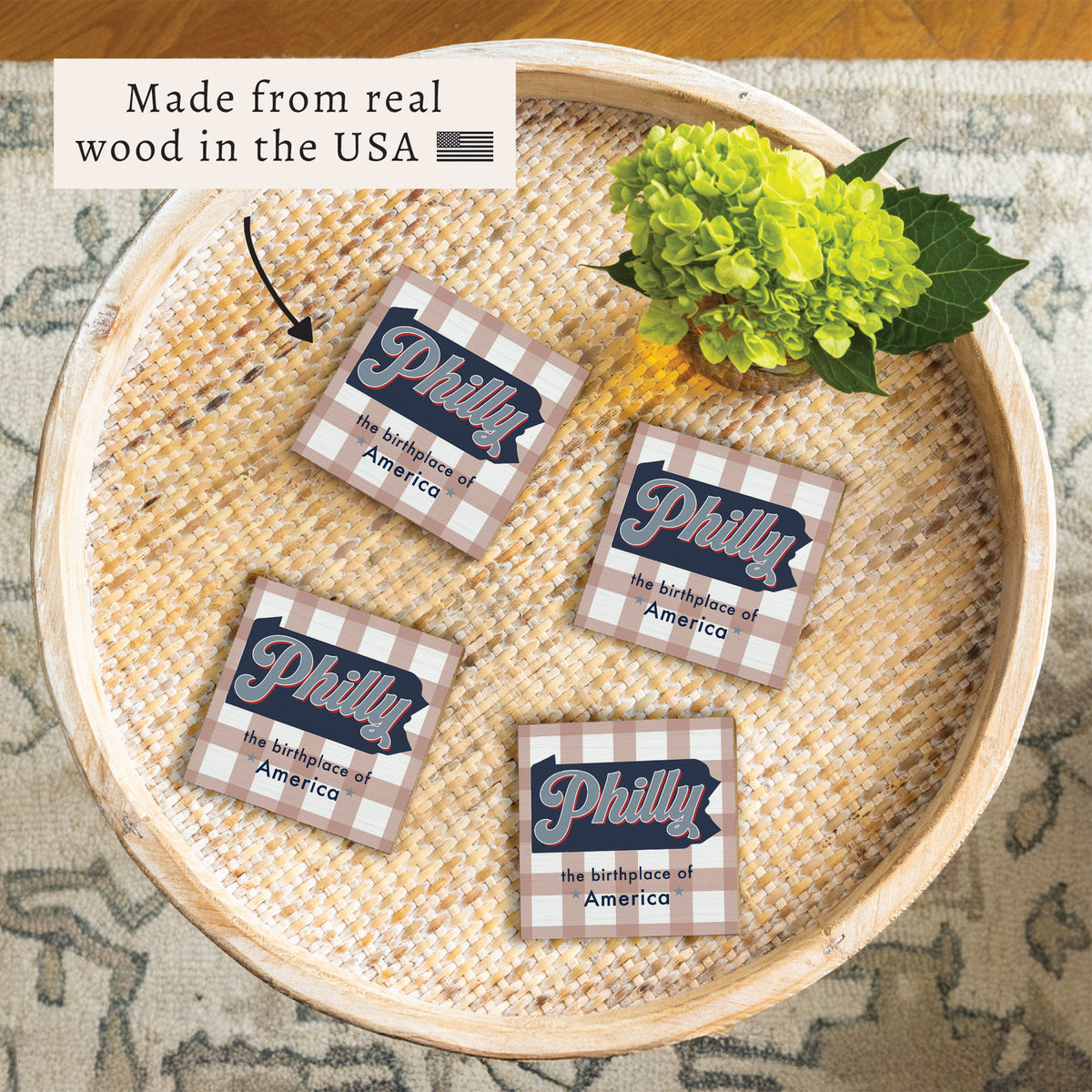 Philly Birthplace Of America Checkered Coaster Set