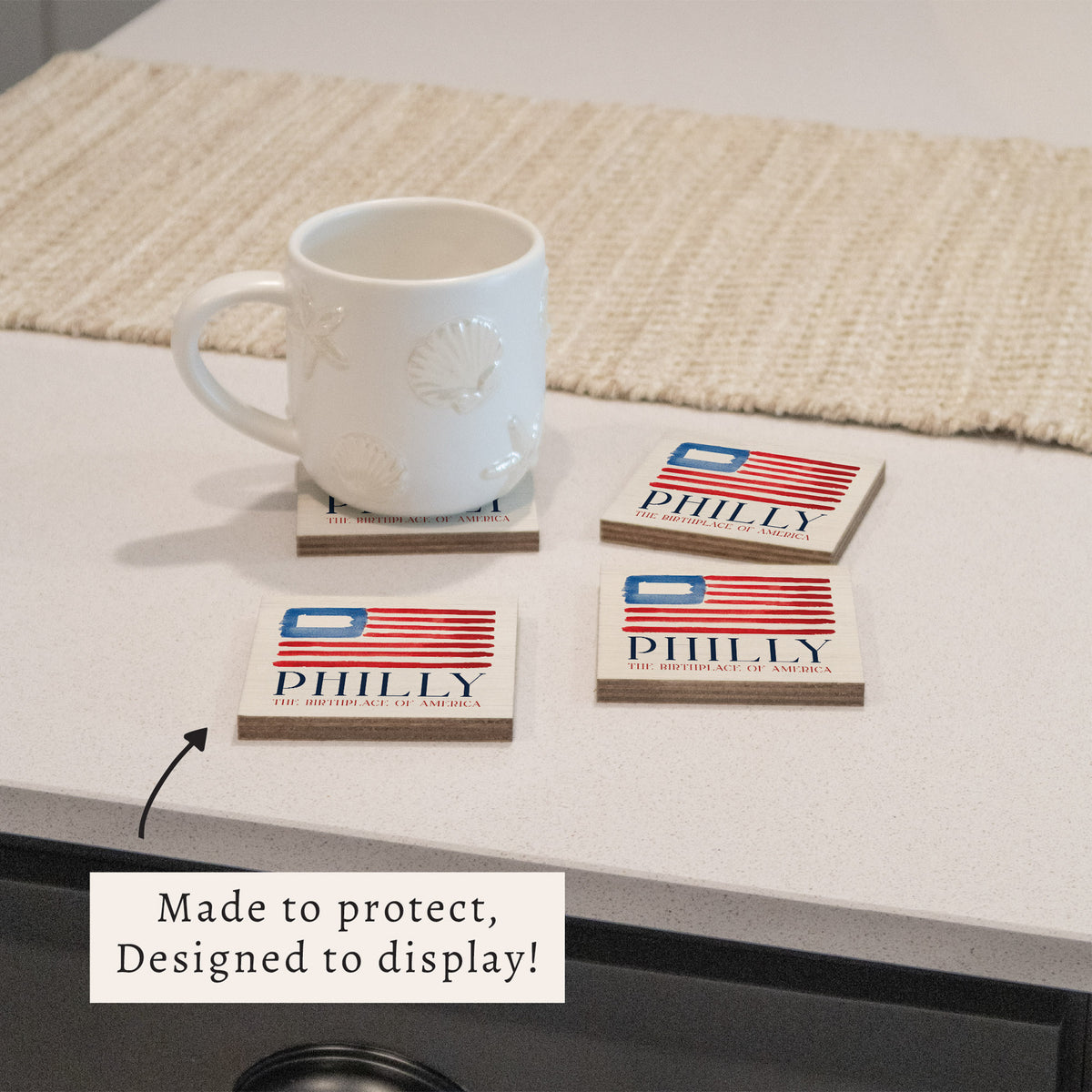 Philly American Flag Birthplace Coaster Set