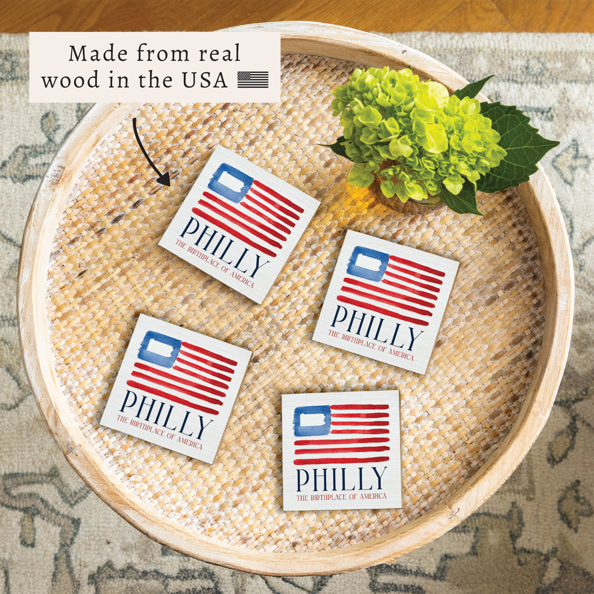 Philly American Flag Birthplace Coaster Set