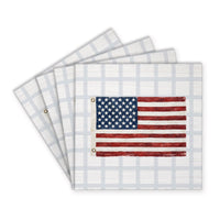 American Flag Blue Plaid Coaster Set