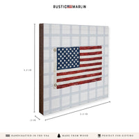 American Flag Blue Plaid Coaster Set