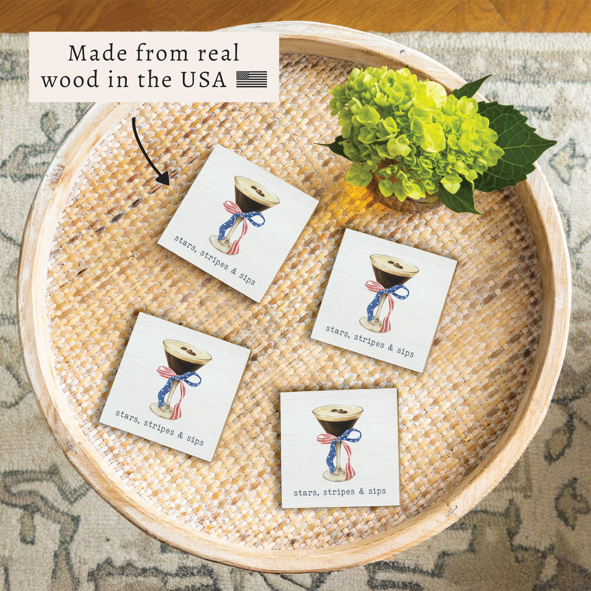 American Flag Martini Coaster Set