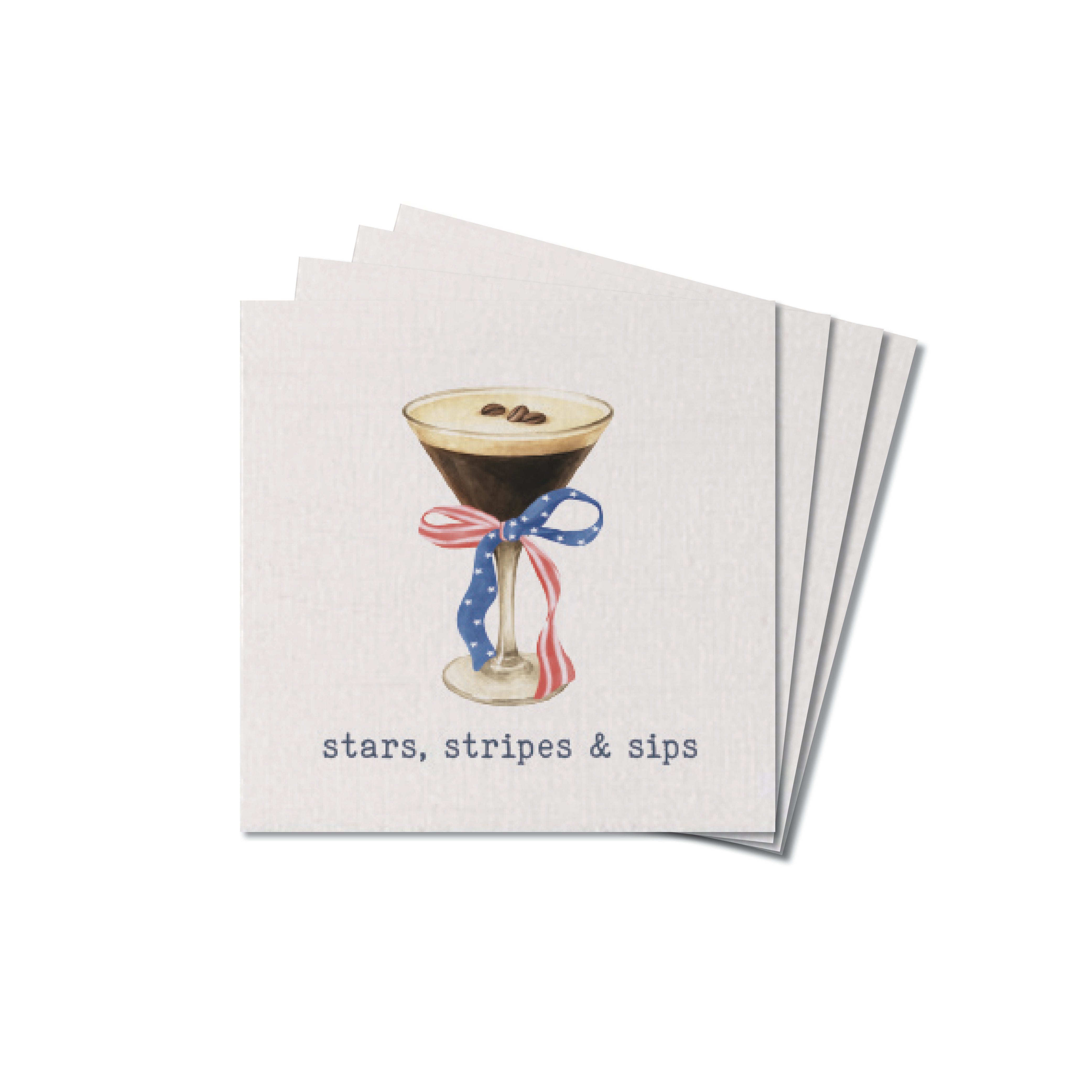American Flag Ribbon Martini Stars Stripes & Sips Coaster Set – Rustic ...