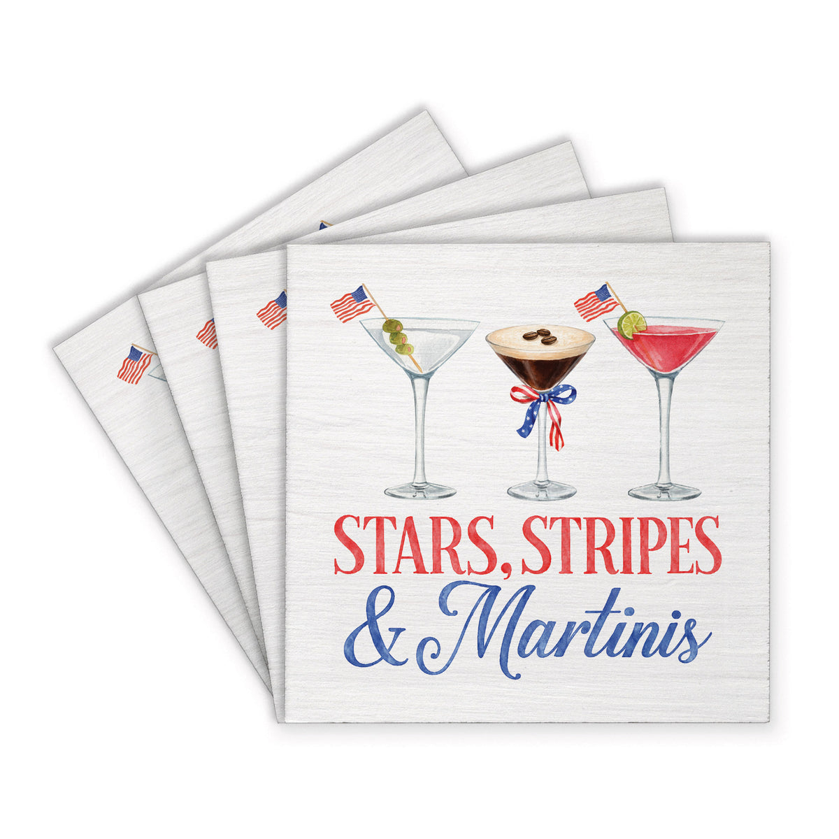 Stars Stripes & Martinis Coaster Set