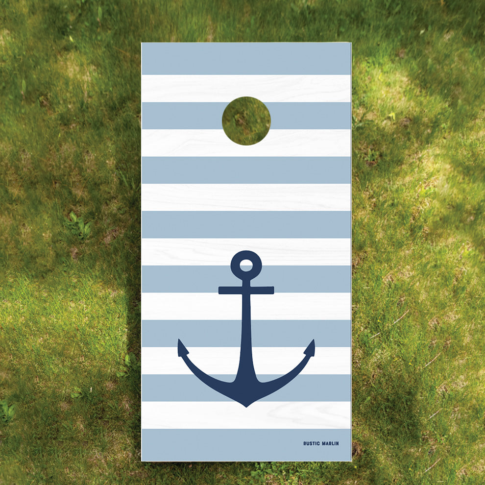 Blue Stripes Anchor Cornhole Game Set