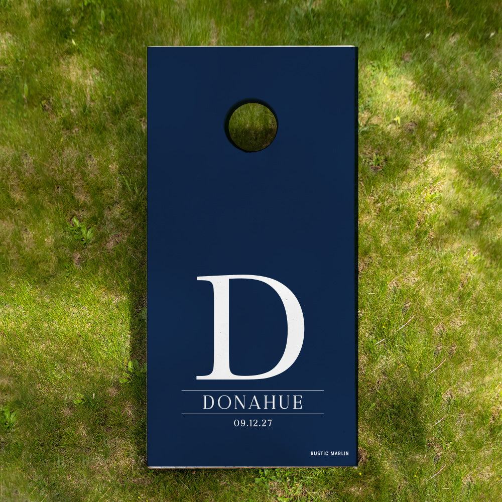 Custom Initial Navy Personalized Cornhole