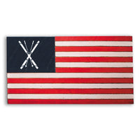 Crossed Skis Wooden American Flag