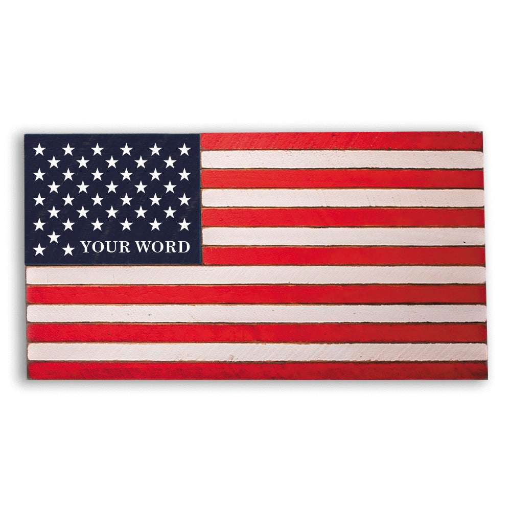 Classic With Name Lower Corner Personalized Wooden American Flag