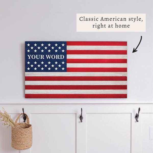 Classic Wooden Personalized American Flag