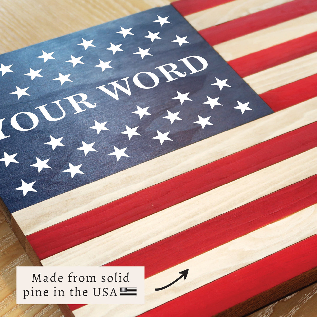 Classic Wooden Personalized American Flag