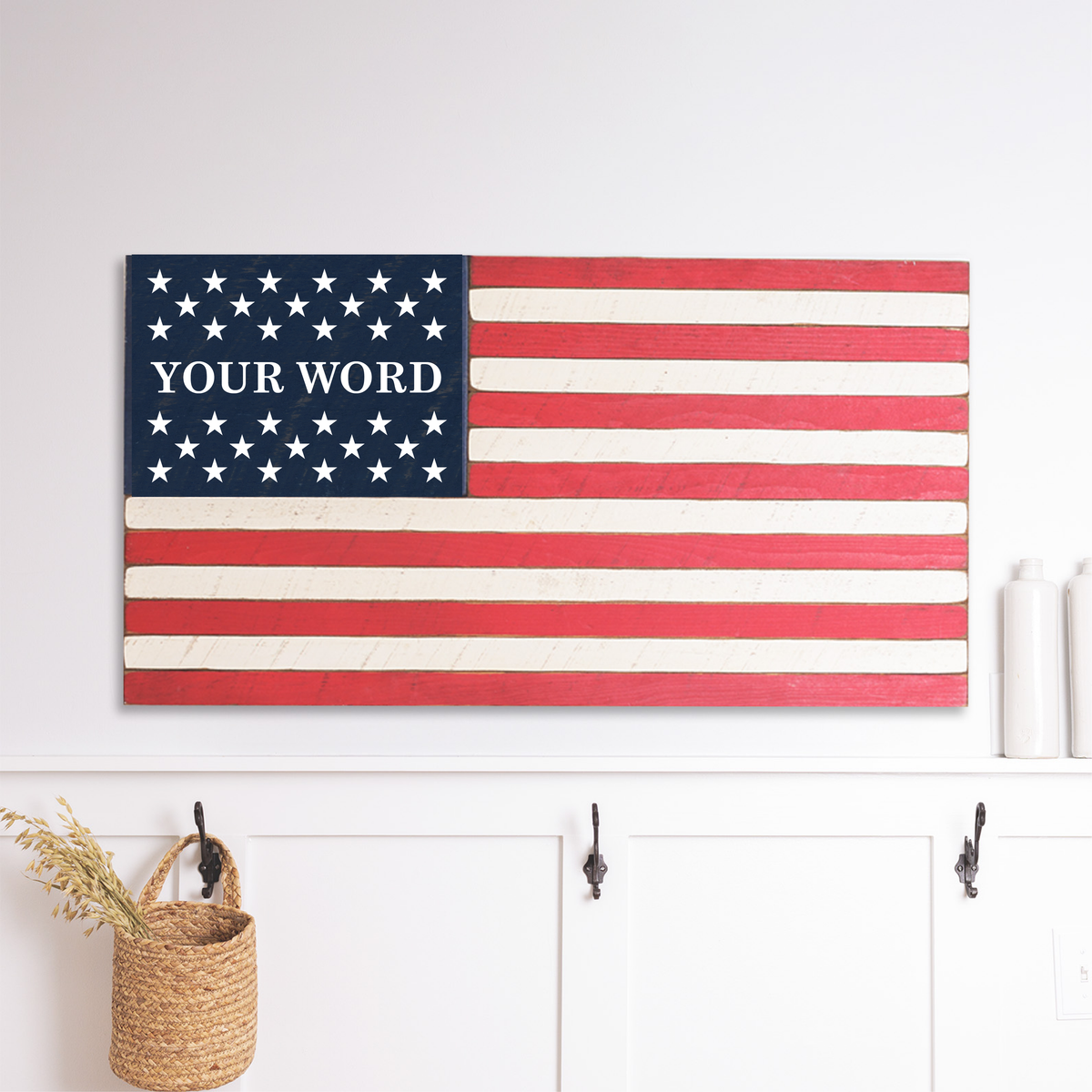 Classic Wooden Personalized American Flag