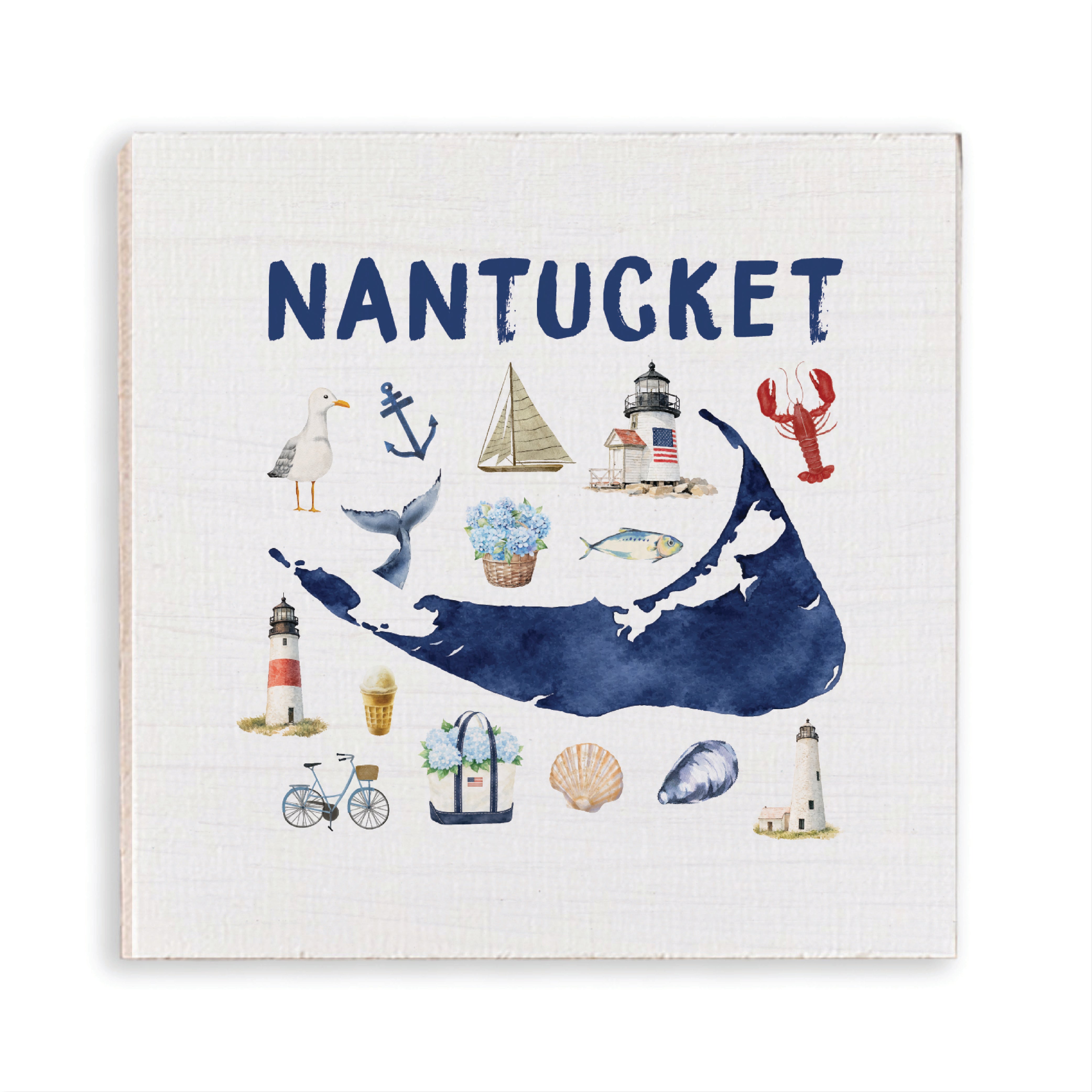 Rustic Marlin Nantucket Map Icons Magnet