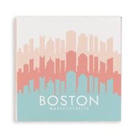 Boston Pastel Skyline Wooden Magnet