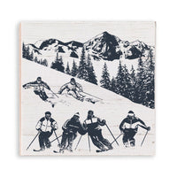 Retro Ski Run Wooden Magnet