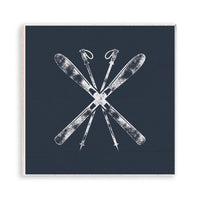 Navy Blue Ski Decorative Wooden Magnet