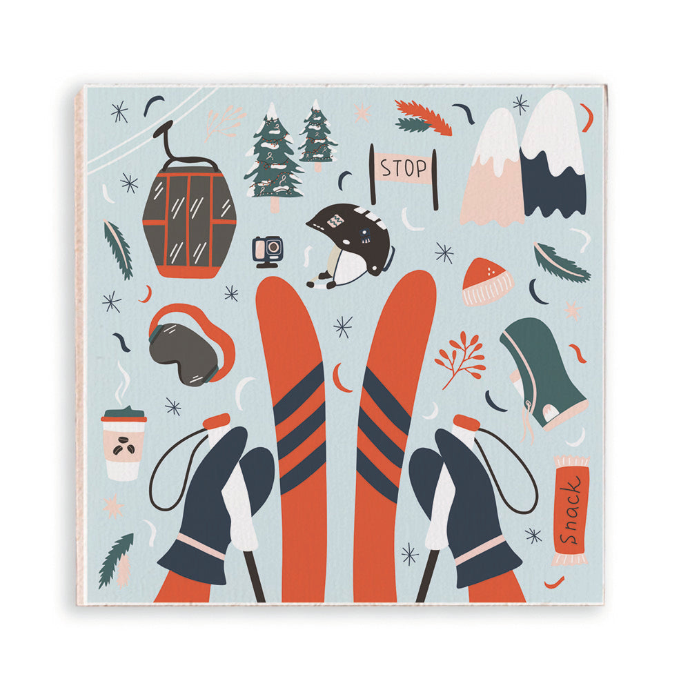 Chairlift Charm Wooden Magnet