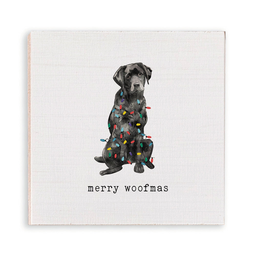 Merry Woofmas Black Lab Wooden Magnet