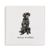 Merry Woofmas Black Lab Wooden Magnet