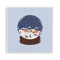 Vintage Snow Globe Village Wooden Magnet