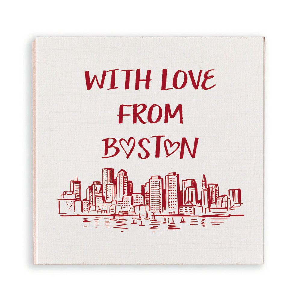 With Love from Boston Wooden Magnet