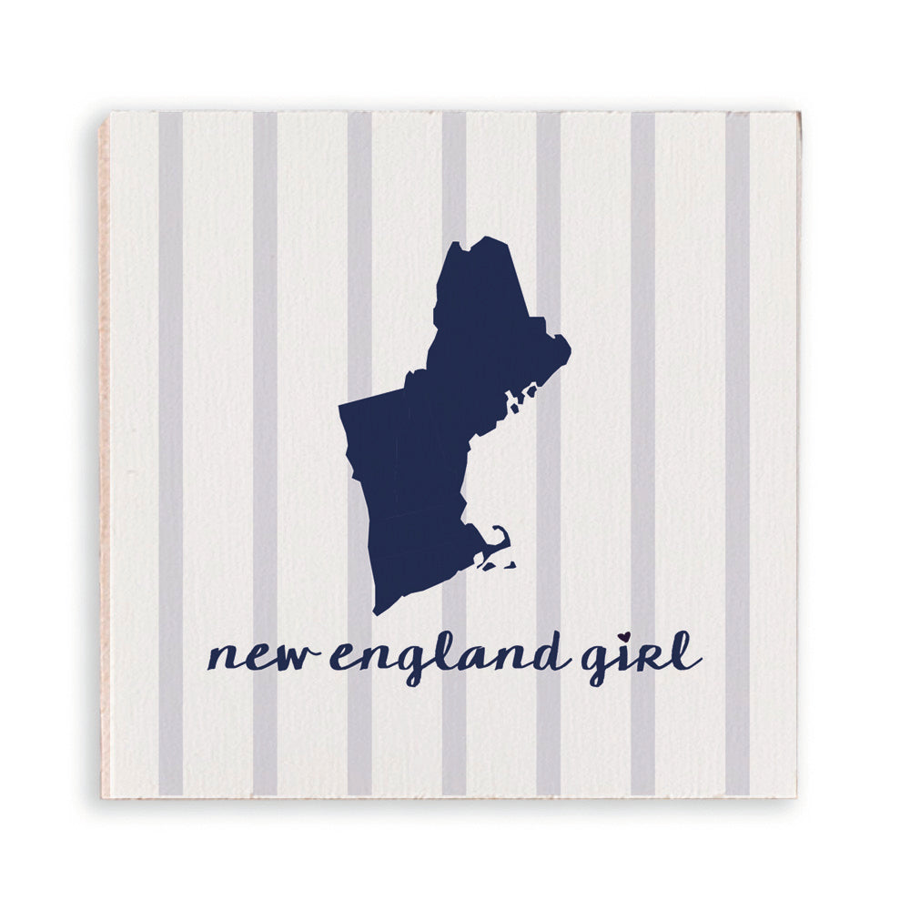 New Engand Girl Silhouette Wooden Magnet