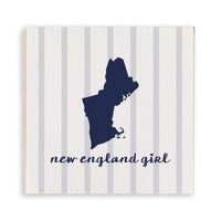New Engand Girl Silhouette Wooden Magnet