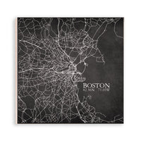 Charcoal Boston City Grid Wooden Magnet