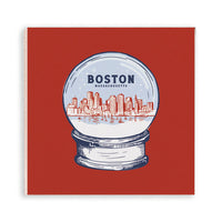 Red White and Blue Boston Snowglobe Wooden Magnet