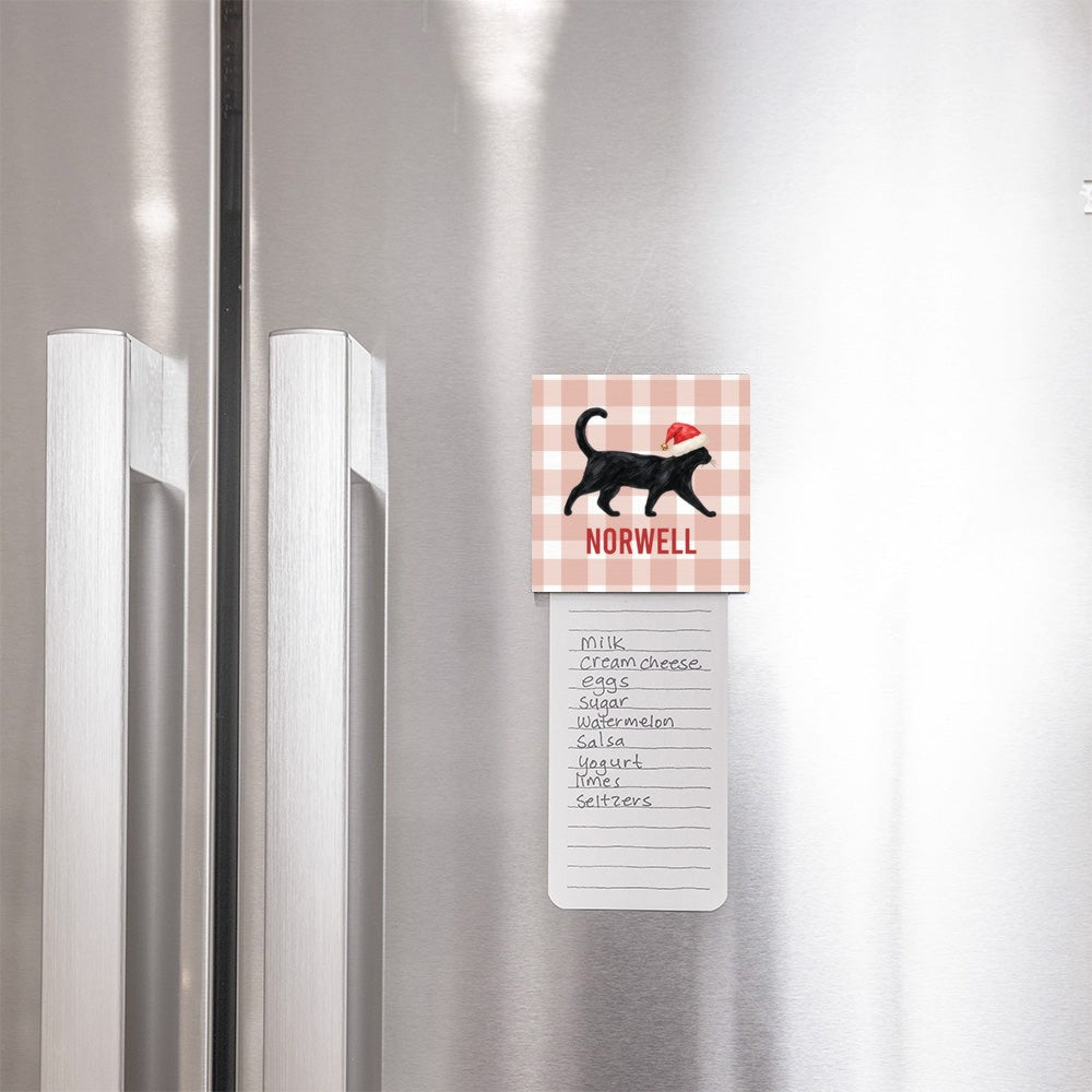 Black Cat Santa Hat Personalized Magnet
