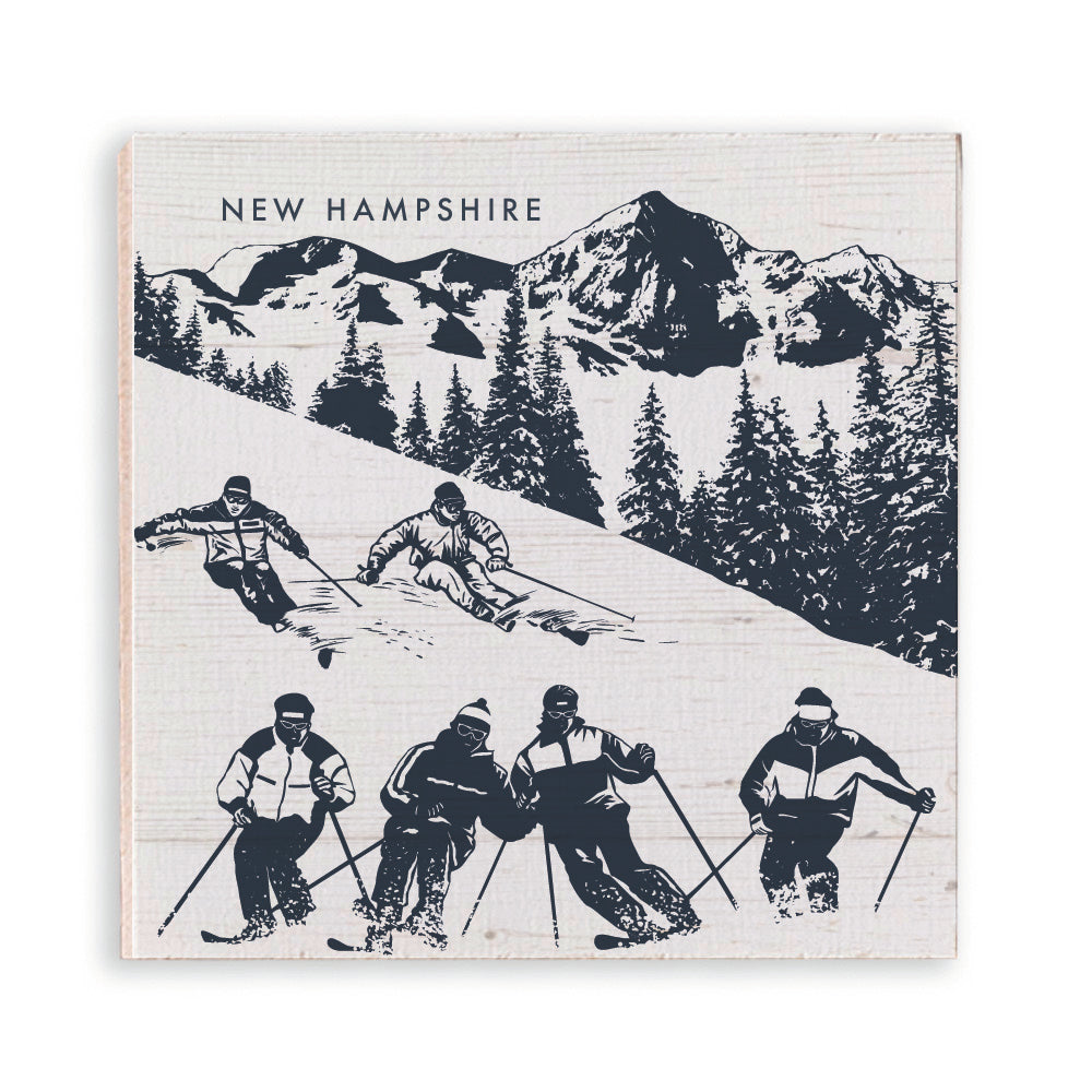 Retro Ski Run Personalized Wooden Magnet