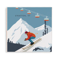Bluebird Ski Day Personalized Wooden Magnet