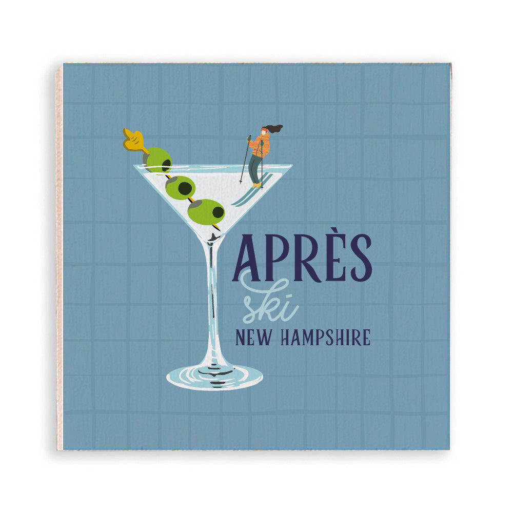 Apres Ski Martini Personalized Wooden Magnet