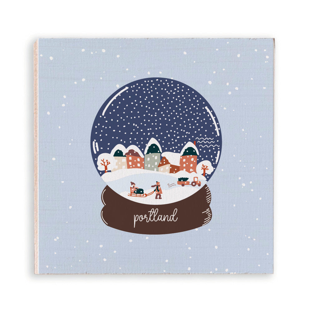Vintage Snow Globe Village Personalized Magnet