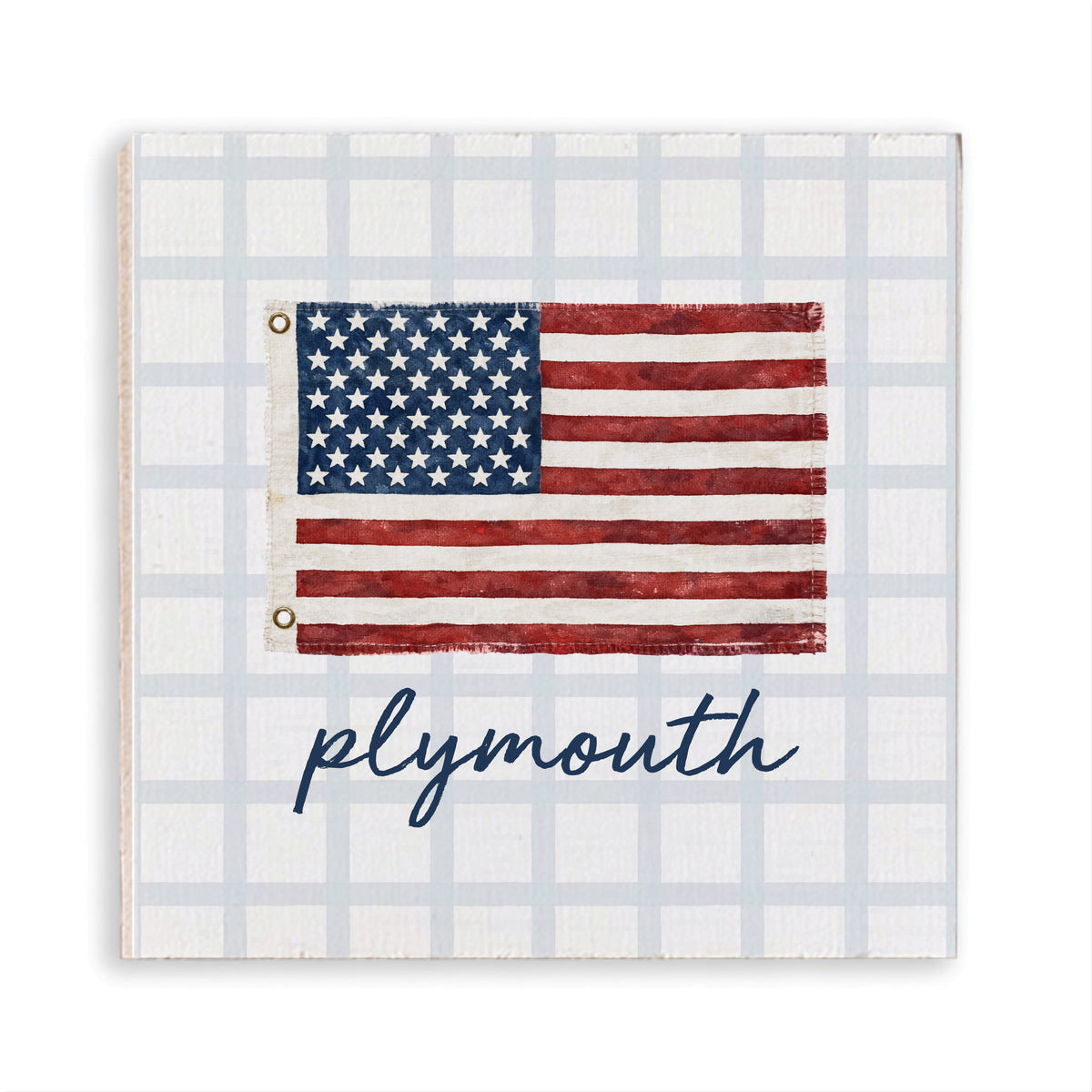 American Flag Blue Plaid Personalized Magnet