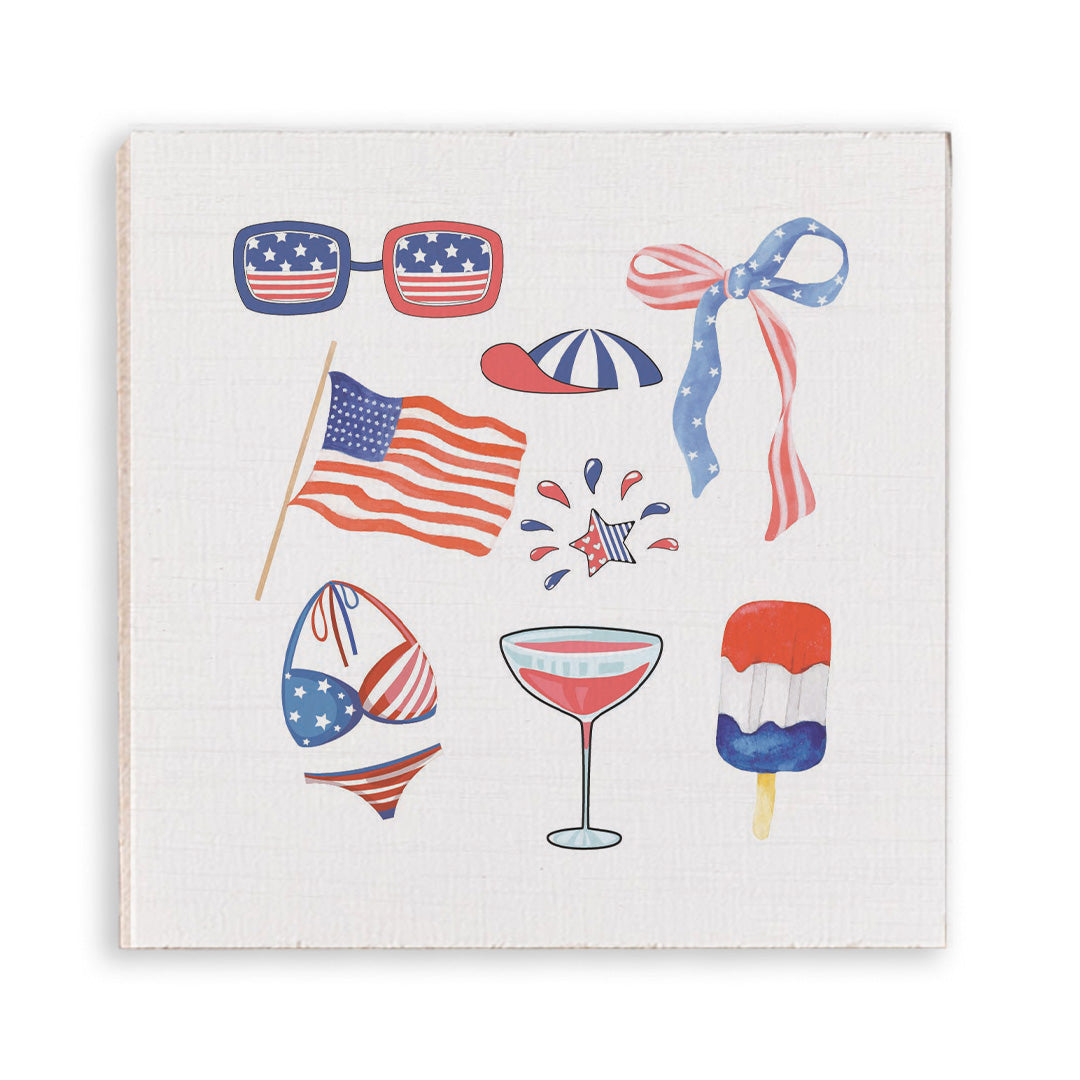 Watercolor American Icons Magnet