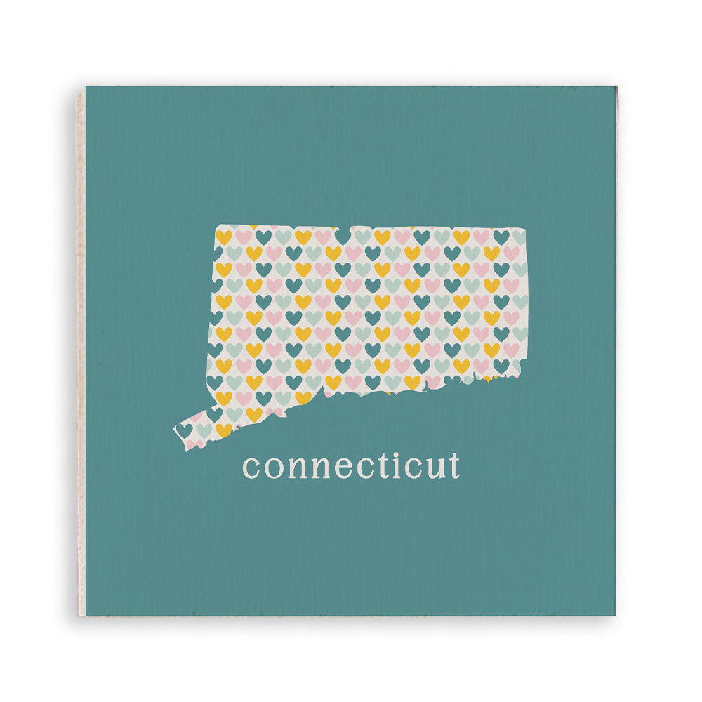Connecticut State Teal Hearts Magnet