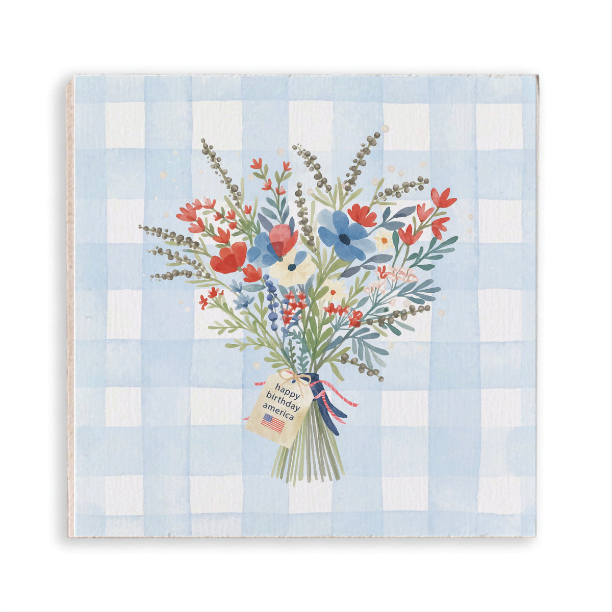 American Flowers Wooden Magnet