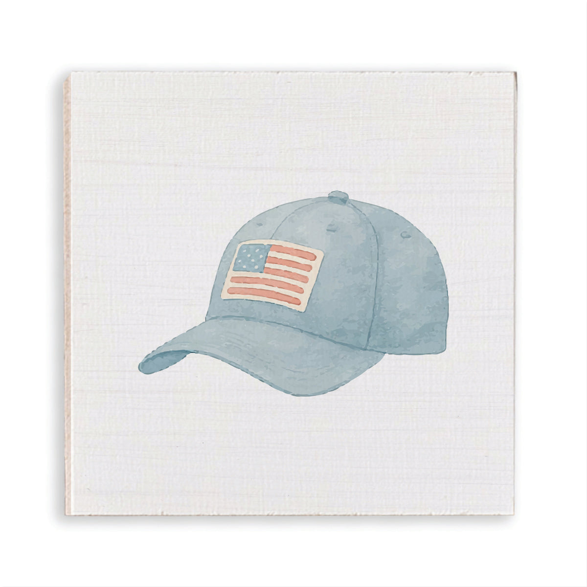 American Flag Cap Wooden Magnet