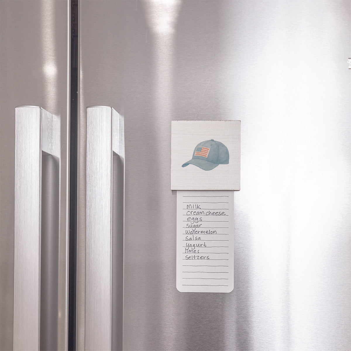 American Flag Cap Wooden Magnet