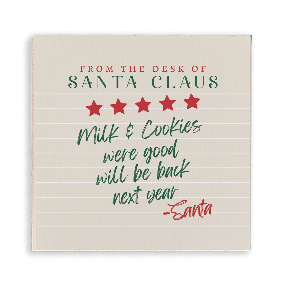 Santa Claus Milk & Cookies Wooden Magnet