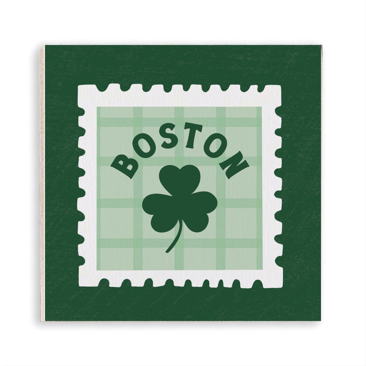 Green Boston Leave Stamp Magnet