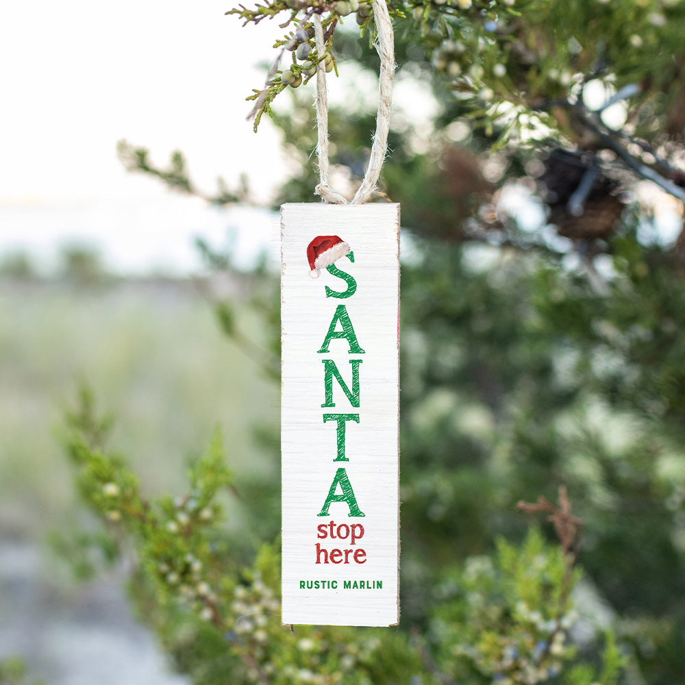 Santa Stop Here Rectangle Ornament