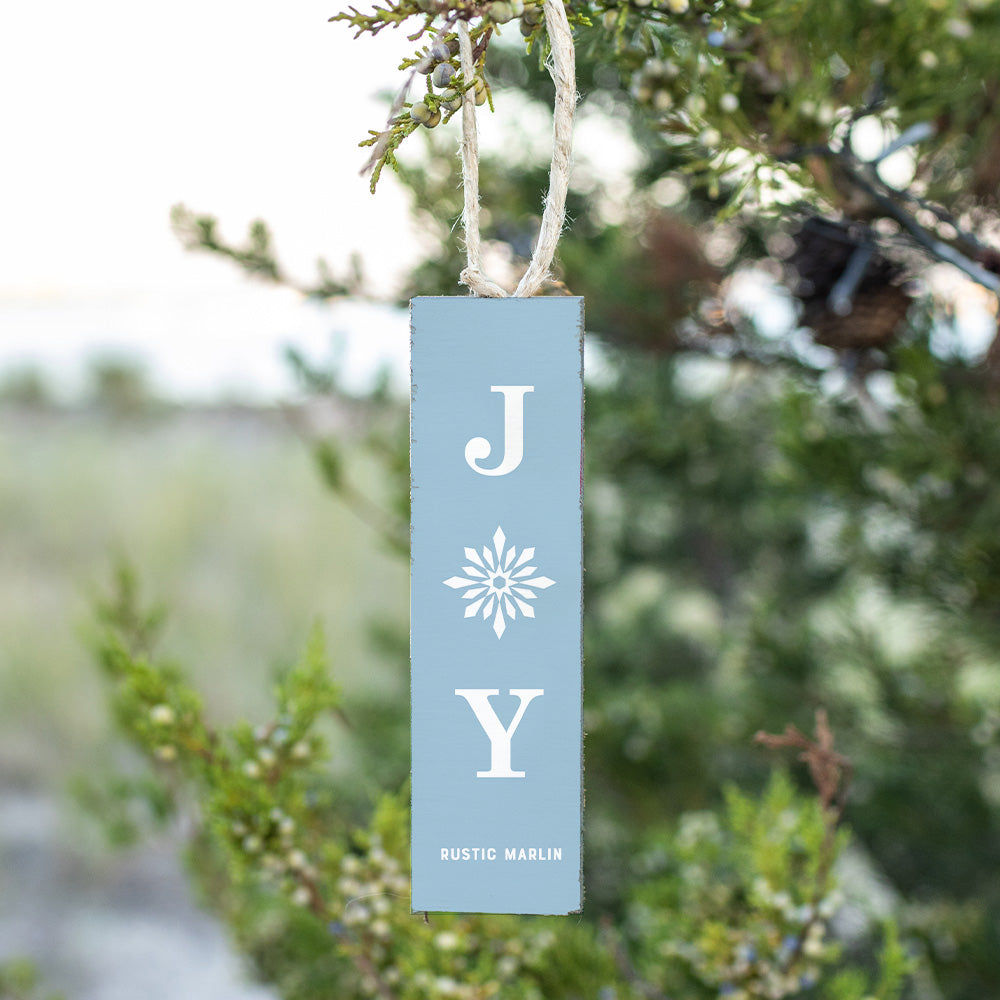 Light Blue Joy Snowflake Rectangle Ornament