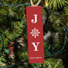 Load image into Gallery viewer, Red Joy Snowflake Rectangle Ornament
