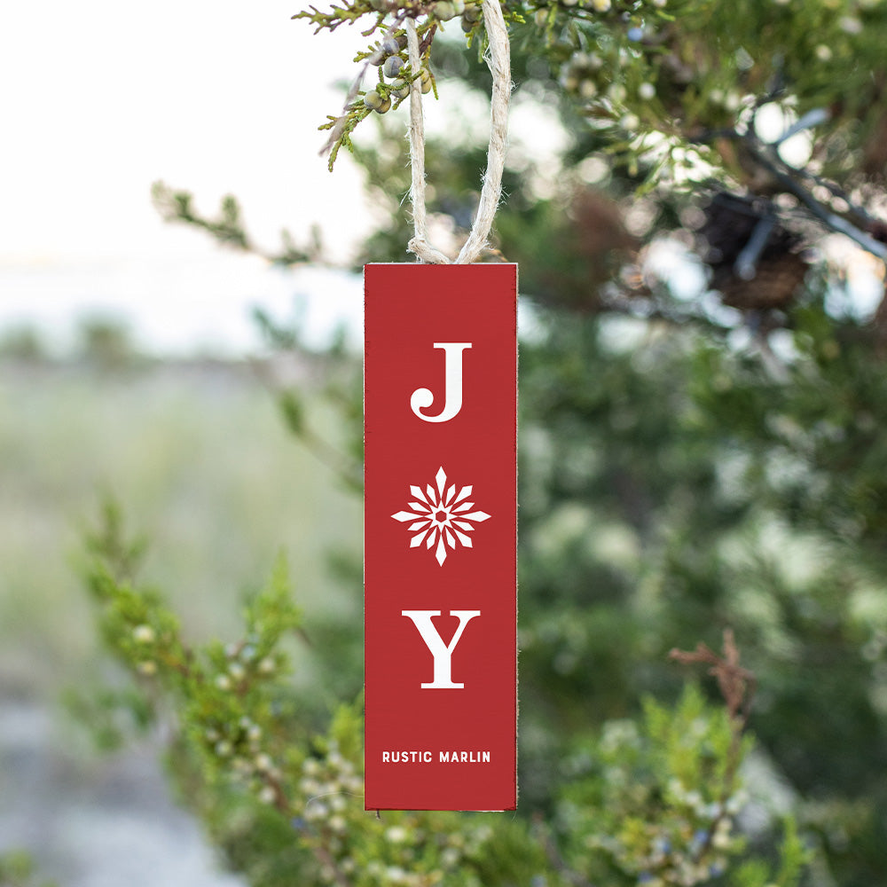 Red Joy Snowflake Rectangle Ornament