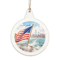 New York American Flag City Ornament
