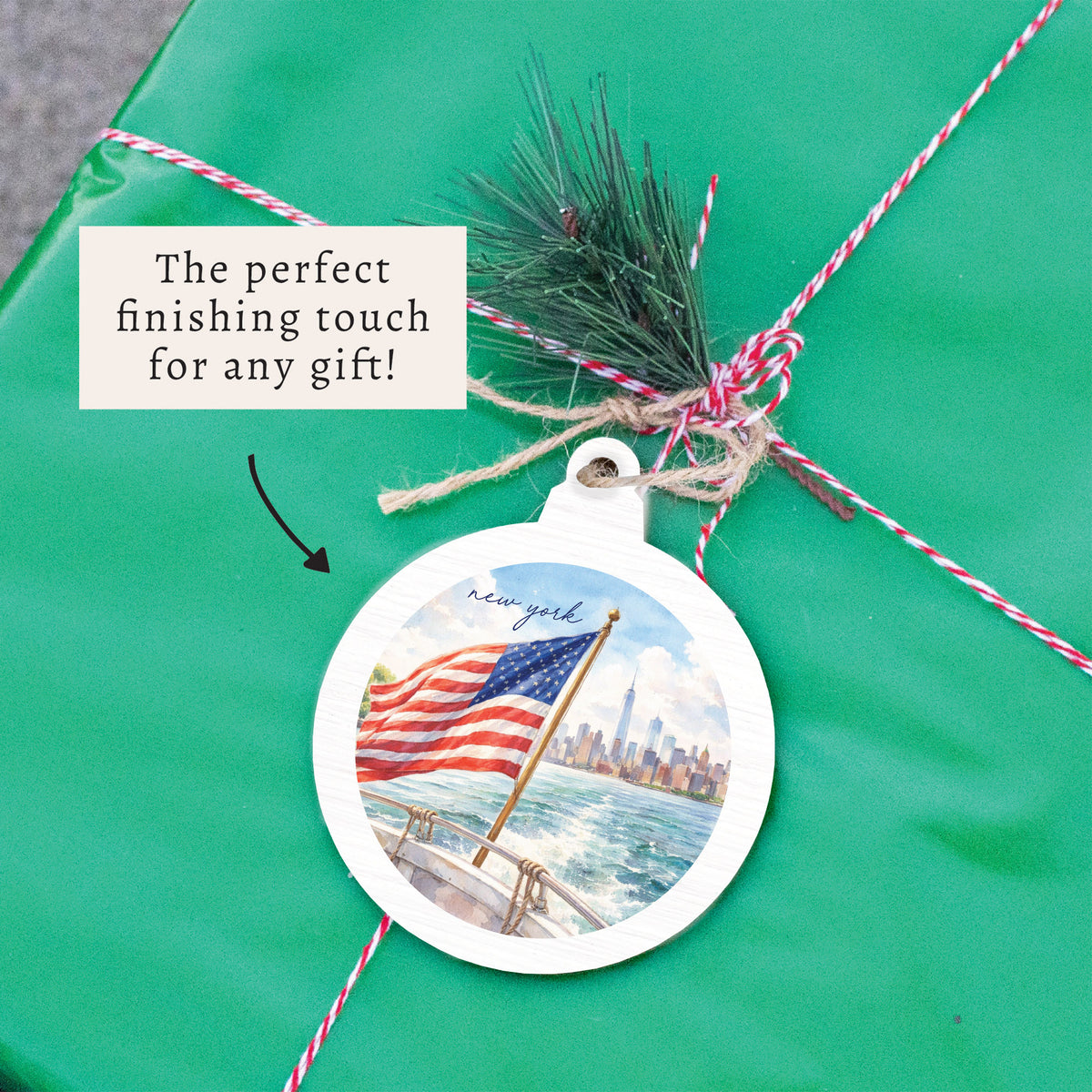 New York American Flag City Ornament