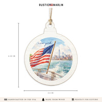 New York American Flag City Ornament