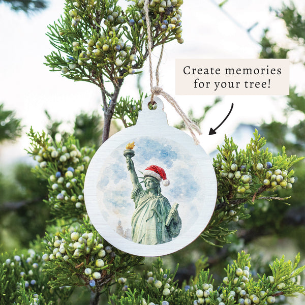 New York Santa Statue Of Liberty Ornament
